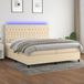 Maison Exclusive - Boxspringbed met matras en LED-verlichting, crème kleur, 200x200 cm, textiel