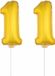 Shoppartners Bv 11 jaar leeftijd feestartikelen - versiering cijfers - ballonnen op stokje - van 41 cm - Combi van cijfer 11 - in het goud