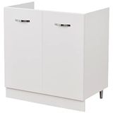 Shally Dogan Keukenkast met 2 deuren, modulair, onderkast 80 voor spoelbak (80 x 50 x 85 cm, wit)