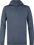 Petrol Industries Heren Fijngebreide Half-Zip Trui Wheel - Blauw - Maat XXXL