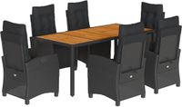 vidaXL 7-delige Tuinset met Kussens, Polyrattan, Zwart