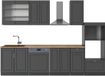 Vicco Fame-Line Complete Keukeneenheid – 300 cm met Hoge Kast, WB Eik Anthrazit-Gold Landhaus