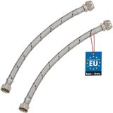 KOTARBAU® 2 Pièces - Tuyau de raccordement flexible 3/8"x3/8" - Tuyau de raccordement pour robinetterie 30 cm - Tuyau de robinet flexible - Écrou libre x raccords à compression - Tuyau de raccordement sanitaire - Tuyau de raccordement tressé en acier inoxydable