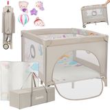 Lionelo Mille Plus Kinderbox 0-36 maanden – Babybox met T25 schuimmatras, educatief speelgoed, handgrepen voor leren staan, inklapbaar & mobiel, zijdeur met ritssluiting – speelbox voor thuis en op reis