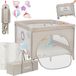 Lionelo Mille Plus Kinderbox 0-36 maanden – Babybox met T25 schuimmatras, educatief speelgoed, handgrepen voor leren staan, inklapbaar & mobiel, zijdeur met ritssluiting – speelbox voor thuis en op reis