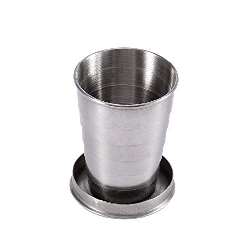 Haofy Roestvrijstalen vouwbeker, telescopische cup, vouwcup, Schl¨¹sselanh?nger Wijnglas Folding Cup, 240 ml/140 ml/75 ml optioneel
