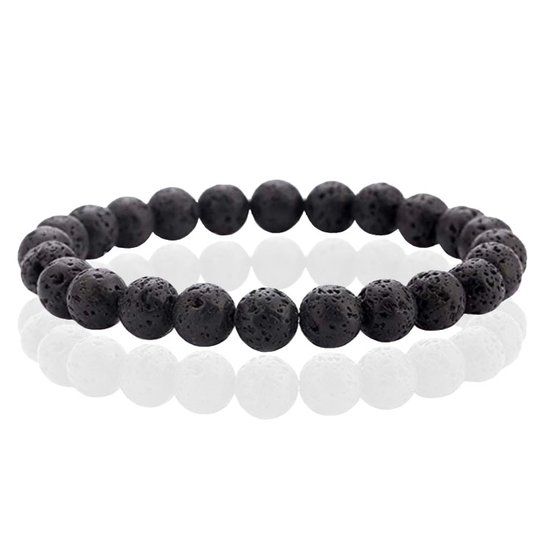 Memphis Lookinggoodtoday Natuursteen Armband met 8mm Kralen Memphis - Lava
