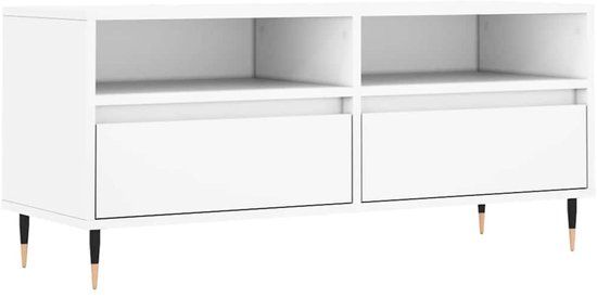 vidaXL Tv-meubel - 100x34,5x44,5 cm - bewerkt hout - wit