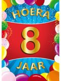 Bellatio Decorations Verjaardag deurposter - 8 jaar - multi - 59 x 84 cm - feestartikelen