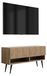 3E 3xE living.com 3xE living TV-meubel met geribbelde voorkant, eikenhout (Craft-afwerking), zwarte, schuine poten