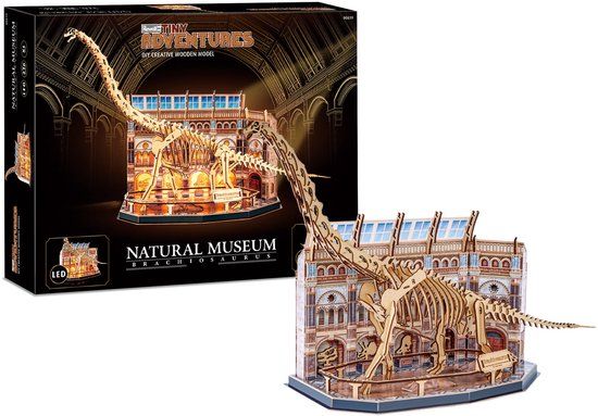Revell Tiny Adventures Natural Museum Brachiosaurus Skeleton Model Kit with LED
