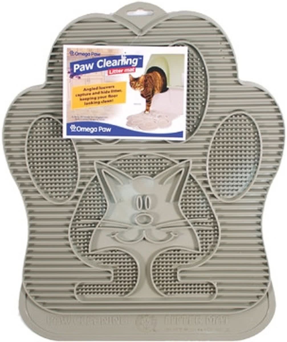 Omega Paw Kattenbakmat - 40 x 33 cm afwasbaar rubber Met schone pootjes de kamer weer in, voorlegmat voor roll 'n clean kattenbak