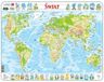 Larsen Bol Legpuzzel Topografische kaart van de wereld met 80 stukken - Puzzel