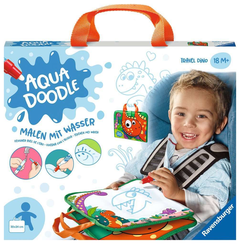 Ravensburger Aqua Doodle Travel Dino - Water Drawing Mat for Kids - Multicolour