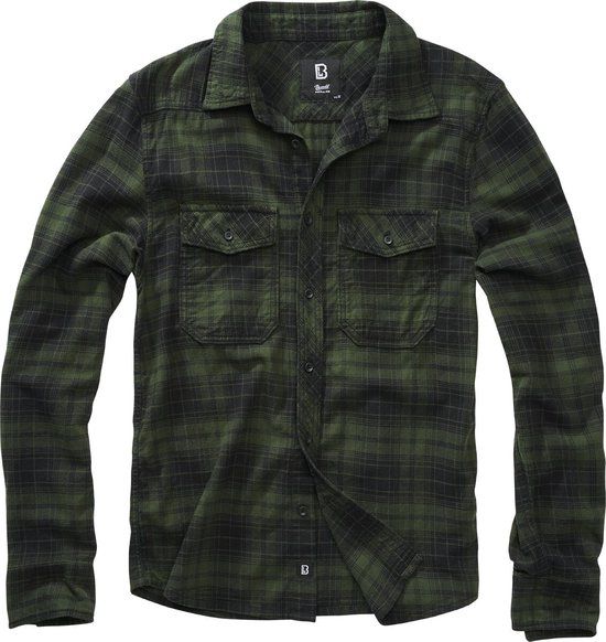 Brandit Checkshirt Heren Flanellen overhemd - groen - 4XL