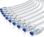 Primewire câble LAN, set de 10 pièces, CAT 8, câble de raccordement, RJ45, câble réseau, 40 Gbit/s, S/FTP, double blindage, contacts plaqués or, protection contre les torsions, rétrocompatible, 10 pièces, 0,5 mètre, blanc