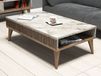 MILAPA Table basse noyer/marbre blanc