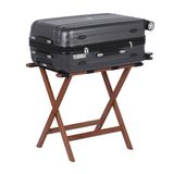 Relaxdays kofferstandaard, opvouwbaar, premium bamboe, HxBxD: 52x58x37,5 cm, riemen, kofferrek hotel, bruin