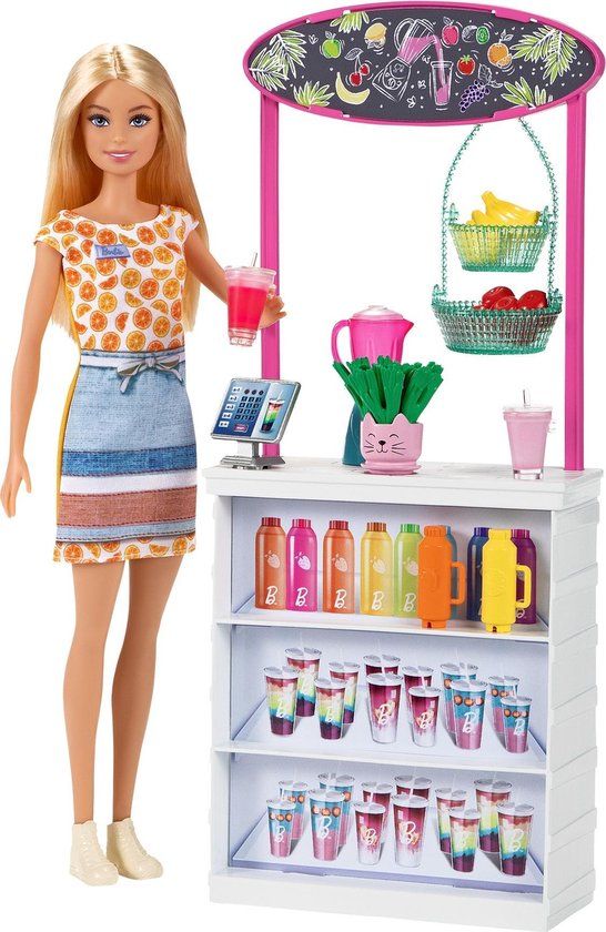 Barbie Smoothiebar Speelset - Pop met Bekers, Fruit en Smoothiebar - GRN75