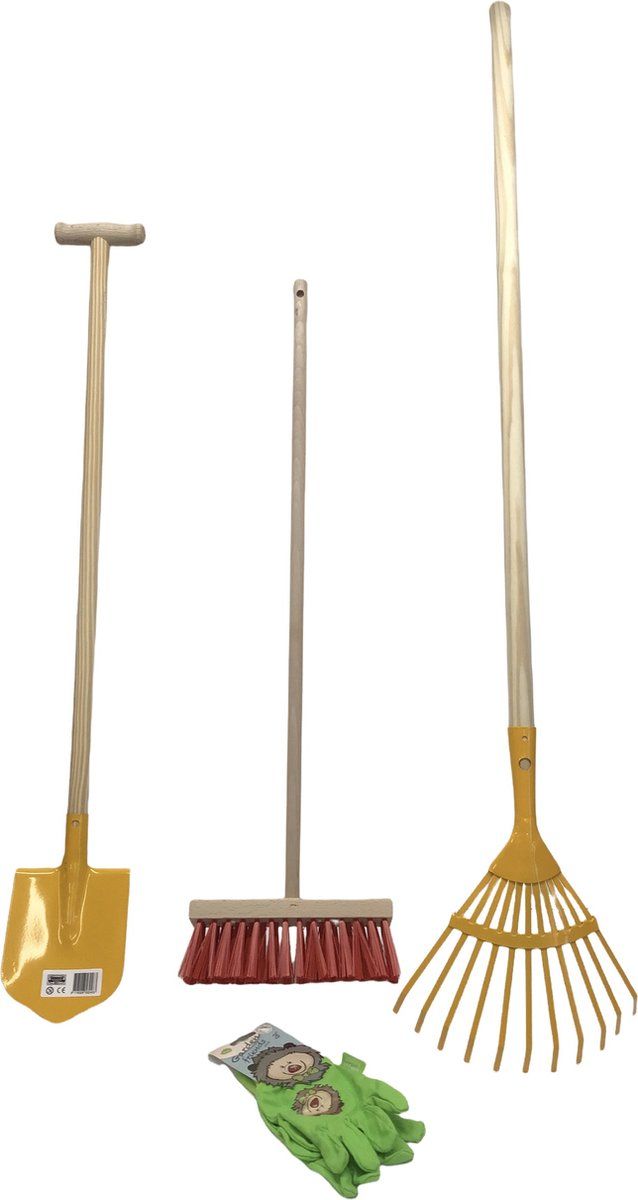 Benson Tools Kindertuinset - Hark, Schep, Bezem & Handschoenen