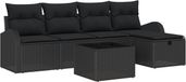 vidaXL - Canapé - 6 - pcs - Noir - poly - rotin