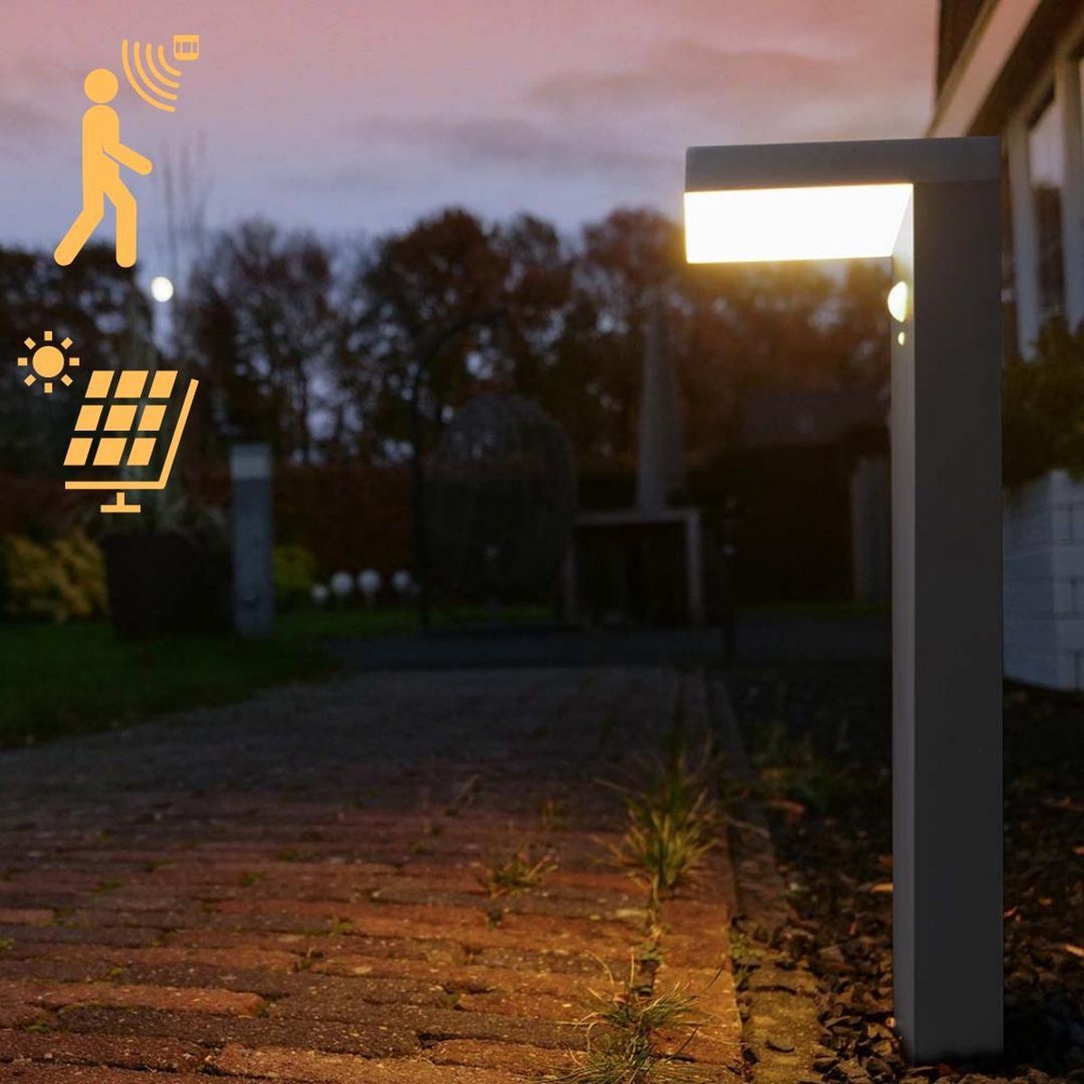 Proventa Solar LED Tuinlantaarn Staand met bewegingssensor - Model Lano - 50 cm