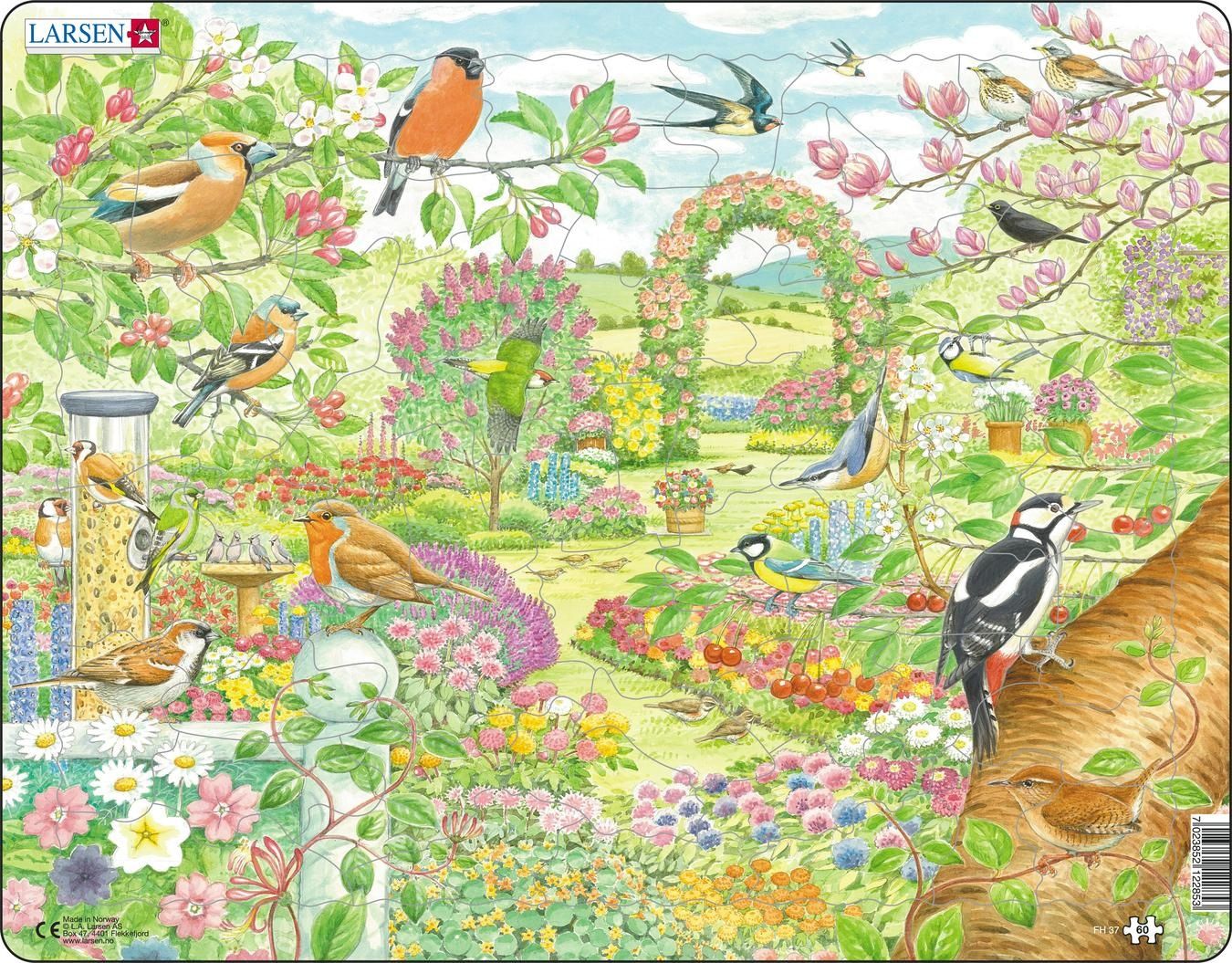 Larsen Maxi Dieren Tuinvogels en Bloemen Puzzel - 60 stukjes - 3+ jaar