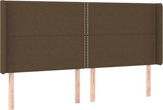 vidaXL Hoofdbord met randen 183x16x118/128 cm stof donkerbruin