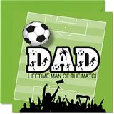 Voetbal verjaardagskaarten voor papa - Top Flight Dad - Gelukkige verjaardagskaart voor vader van zoon dochter, vader verjaardagscadeaus, 145mm x 145mm Footy Footie Vaderdag Wenskaarten Gift voor Papa