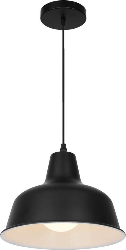 Industriële hanglamp - zwart E27 1-licht vintage boerderij - diameter 25 cm plafondverlichting keukeneiland eetkamer