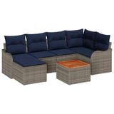 vidaXL Tuinbank - Set - 7 - st - Grijs - poly - rattan