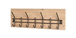 HAKU Wandkapstok eiken, zwart, MDF, metaal - B 60 cm x H 20 cm x D 10 cm