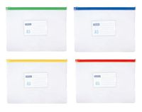 DONAU Documententas, set van 24 stuks, zakken met ritssluiting, kunststof zak met ritssluiting, PVC, A5, transparant
