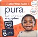 Pura Eco babyluiers - maat 6 (13 kg+/30 lbs+), 6 x 20 luiers (120 totaal), maandpakket, ultrazachte luiers voor de gevoelige huid, biologisch katoen, tot 12 uur lekbescherming, nieuwe maatgids