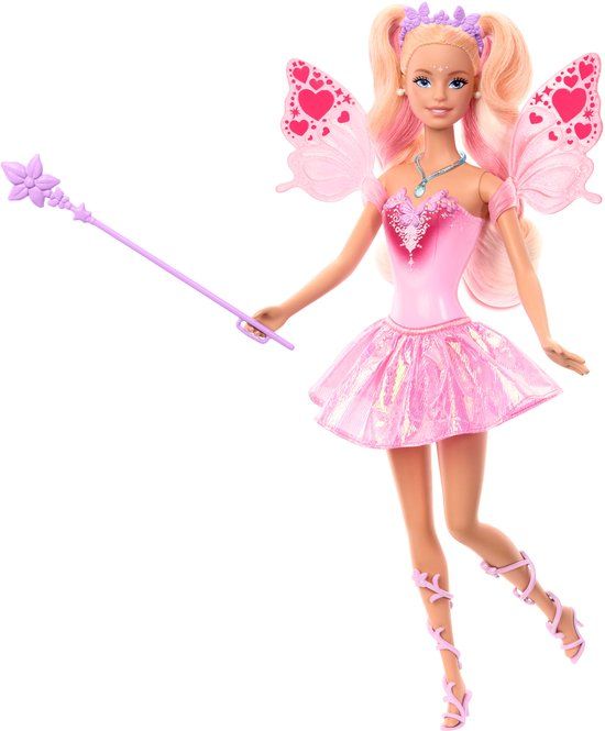 Barbie Fantasie - Sprookjespop - Met van kleur veranderende vleugels en outfit