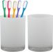 Home & Styling Badkamer bekers - 2x - Tandenborstelhouder - Troyes - Kunststof - Wit - 7 x 9 cm