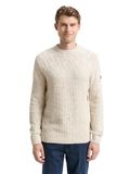 Tom Tailor - Gebreide trui met structuurmix - Maat XL - offwhite melange multi neps