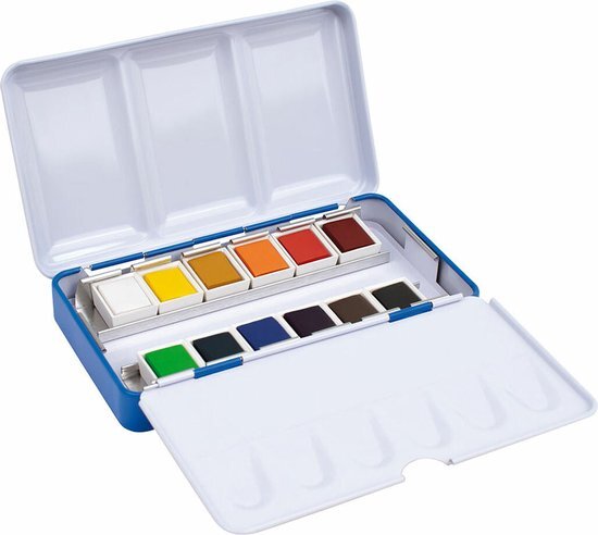 MILAN MILAN® Pennenetui van metaal, 12 aquarelkleuren