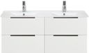 BES LED Seville Badmeubelset 120 cm - 4 Laden Wit Hoogglans Edge Greep - Dubbele Keramische Wastafel