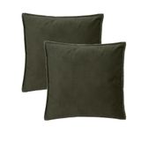 Atmosphera Bank/sierkussens huiskamer Sophia - 2x stuks - 52 x 52 cm - Olijfgroen - polyester - met rits