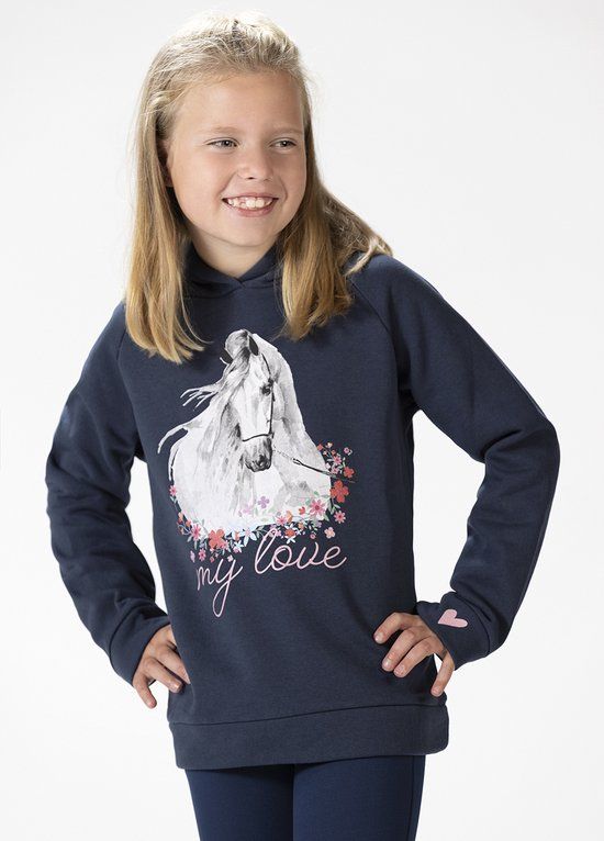 Hoody Sweater Horse Spirit Blauw Maat 164 - Unisex - Katoen