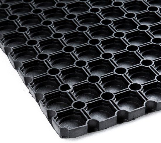 IVOL Ringmat 40x60 cm - Deurmat / Entreemat - Gesloten Bodem - Zwart