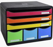 Exacompta 306798D Ladebox Zwart, Meerkleurig Kunststof A4+ 6 Lades