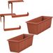 Geli Set van 2 plantenbakken terracotta rechthoekig 40 cm met balkonbeugels