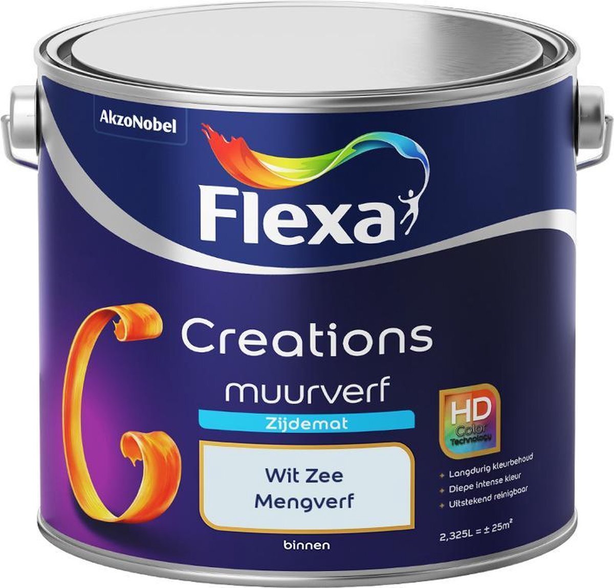 FLEXA Creations - Muurverf Zijde Mat - Mengkleuren Collectie - Wit Zee - 2,5 liter