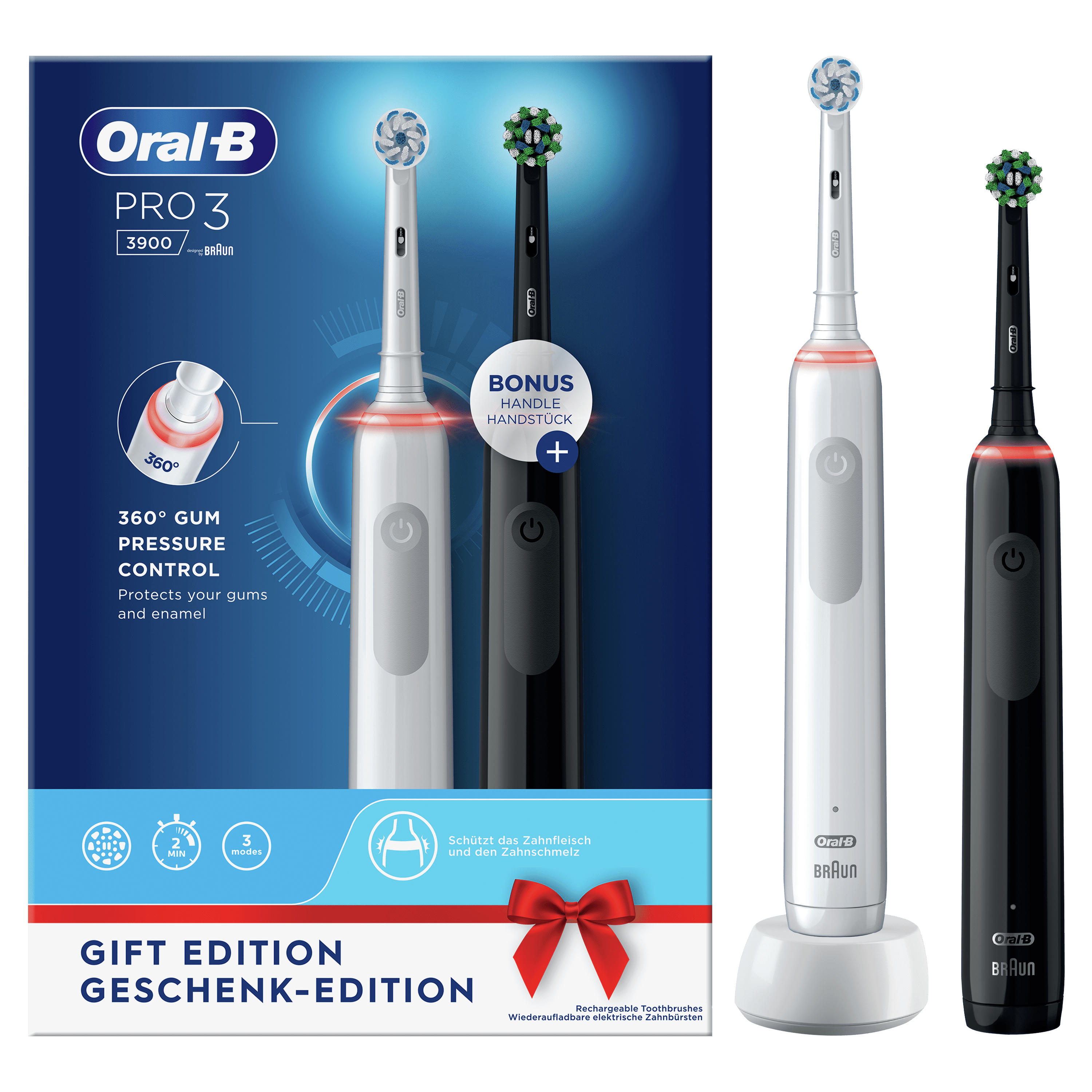 Oral-B Oral-B Pro 3 - 3900 - Zwarte En Witte Elektrische Tandenborstels Ontworpen Door Braun