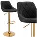 Cydro Zwart Fluweel Houten Barstoel met Gouden Frame