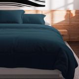 Ibenzoa® Luxe Katoenen Dekbedovertrek Eendblauw 240x220 cm