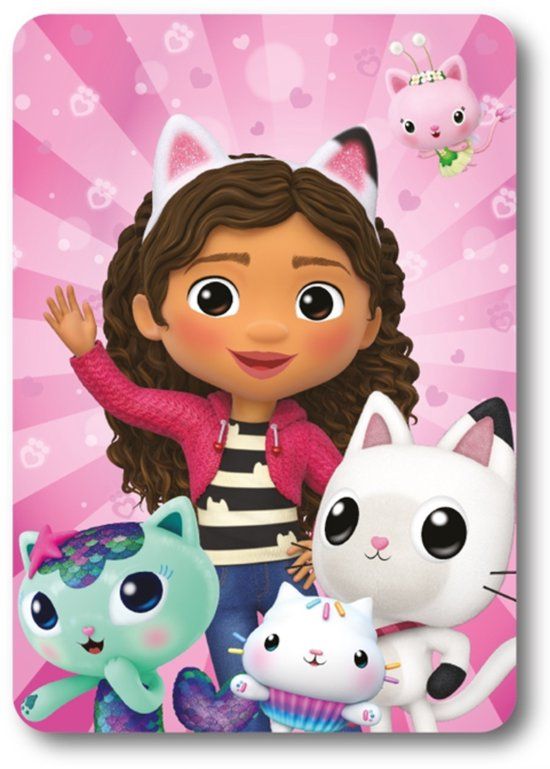 4KidsOnly Gabby's Dollhouse Fleece deken 100 x 140 cm - Roze