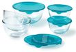 Set de 5 bols mélangeurs en verre borosilicaté avec couvercle